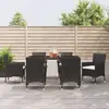 Image de vidaXL Ensemble à manger de jardin 7 pcs Noir Résine tressée