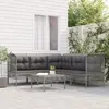 Image de vidaXL Salon de jardin avec coussins Gris Résine tressée