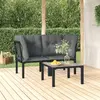 Image de vidaXL Salon jardin 3 pcs - Noir et gris