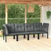 Image de vidaXL Salon de Jardin - 4 Pièces Résine Tressée Noir et Gris