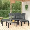 Image de vidaXL Salon de jardin 5 pcs - Noir et Gris