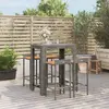 Image de vidaXL Ensemble de bar jardin 5 pcs gris poly rotin/bois massif acacia