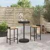 Image de vidaXL Ensemble de bar jardin 3 pcs Poly rotin noir
