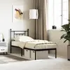 Image de vidaXL Cadre de lit métal sans matelas avec tête de lit noir 75x190 cm