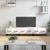 Image de vidaXL Meuble TV Blanc brillant - 150 cm