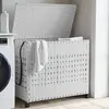 Image de vidaXL Panier à linge avec roulettes - Résine tressée