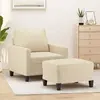 Image de vidaXL Fauteuil et Repose-pied 60 cm Crème