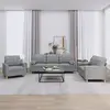 Image de vidaXL Ensemble Canapés Gris Clair Tissu - 3 pcs