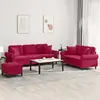 Image de vidaXL Ensemble de canapés 3 pièces - Rouge Bordeaux Velours