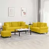 Image de título: vidaXL Canapé 3 pièces avec coussins - Jaune velours