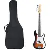 Image de vidaXL Guitare basse électrique sac brun et blanc 4/4 46"
