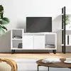 Image de vidaXL Meuble TV - Blanc brillant 100x35x55 cm