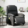 Image de vidaXL Fauteuil de massage inclinable électrique - Noir cuir véritable
