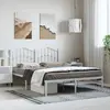 Image de vidaXL Cadre de lit métal sans matelas et tête de lit blanc 135x190 cm