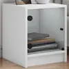 Image de VIDA XL - Tables de chevet blanches avec portes en verre