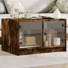Image de vidaXL Table basse - Chêne fumé, portes verre
