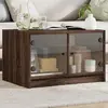 Image de vidaXL Table basse avec portes en verre - Chêne marron 68x50x42 cm
