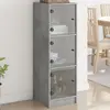 Image de vidaXL Buffet portes en verre - Gris béton