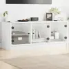 Image de vidaXL Meuble TV blanc avec portes en verre