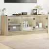 Image de vidaXL Meuble TV Portes en Verre - Chêne Sonoma