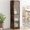 Image de VIDAXL Buffet portes en verre chêne fumé 35x37x142 cm