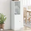 Image de vidaXL Buffet avec Porte en Verre - Blanc, Bois d'Ingénierie