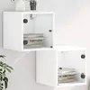 Image de vidaXL Lot de 2 Tables de chevet blanc portes verre
