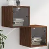 Image de vidaXL - Tables de chevet vitrées 2pcs - Chêne marron