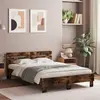 Image de vidaXL Cadre de lit avec LED sans matelas chêne fumé 120x190 cm