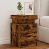 Image de vidaXL Table de chevet LED Chêne Fumé