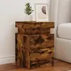 Image de vidaXL Table de chevet LED - Chêne fumé 35x39x55 cm