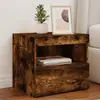 Image de VidaXL Table de chevet avec LED - Chêne fumé