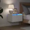 Image de vidaXL Table de Chevet Murale avec LED - Blanc
