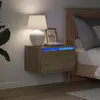 Image de vidaXL Table de chevet murale LED - Chêne sonoma