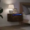 Image de vidaXL Tables de Chevet Murales LED - Chêne Fumé