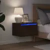 Image de vidaXL Lot Tables de Chevet Murales avec LED - Chêne Marron