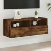 Image de vidaXL Meuble TV mural - Chêne fumé - 80 cm - Bois d'ingénierie