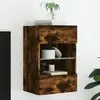 Image de vidaXL Meuble TV mural LED - Chêne fumé