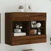 Image de VidaXL Meuble TV LED Mural 78,5x30x60,5 cm Chêne Marron