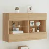 Image de vidaXL Meuble TV mural LED 99 cm - Chêne sonoma