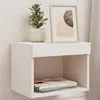 Image de vidaXL Table de chevet murale avec lumières LED blanc