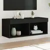 Image de vidaXL Meuble TV LED noir 80x30x30 cm
