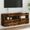 Image de VIDAXL Meuble TV mural avec LED - Chêne fumé