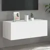 Image de vidaXL Meuble TV mural avec lumières LED Blanc