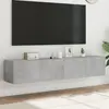 Image de vidaXL Meubles TV muraux LED - 2 pcs - Gris Béton