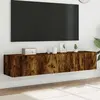 Image de vidaXL Meubles TV muraux LED - Chêne fumé
