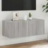 Image de vidaXL Meuble TV Mural LED Sonoma Gris