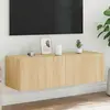 Image de vidaXL Meuble TV mural LED Chêne