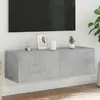 Image de vidaXL Meuble TV mural LED - Gris Béton