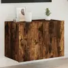 Image de vidaXL Meuble TV mural avec LED - Chêne fumé